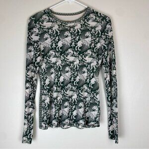 TORY BURCH Women's Printed Long Sleeve Pima Cotton T-shirt XS